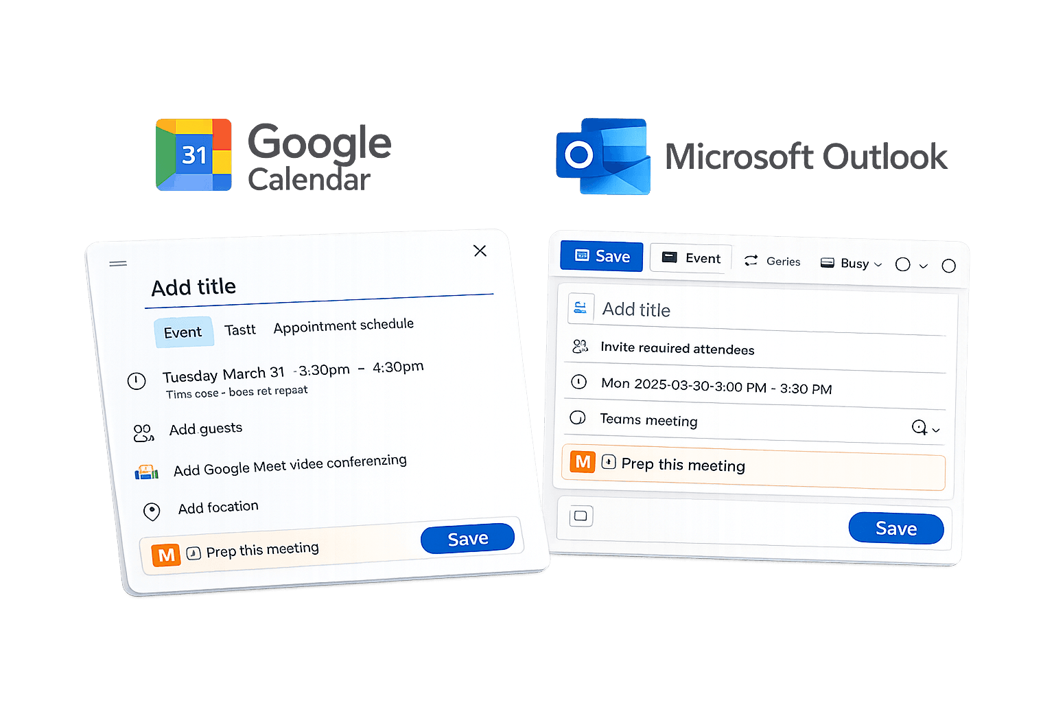 Prep this meeting checkbox inside Google Calendar and Microsoft Outlook